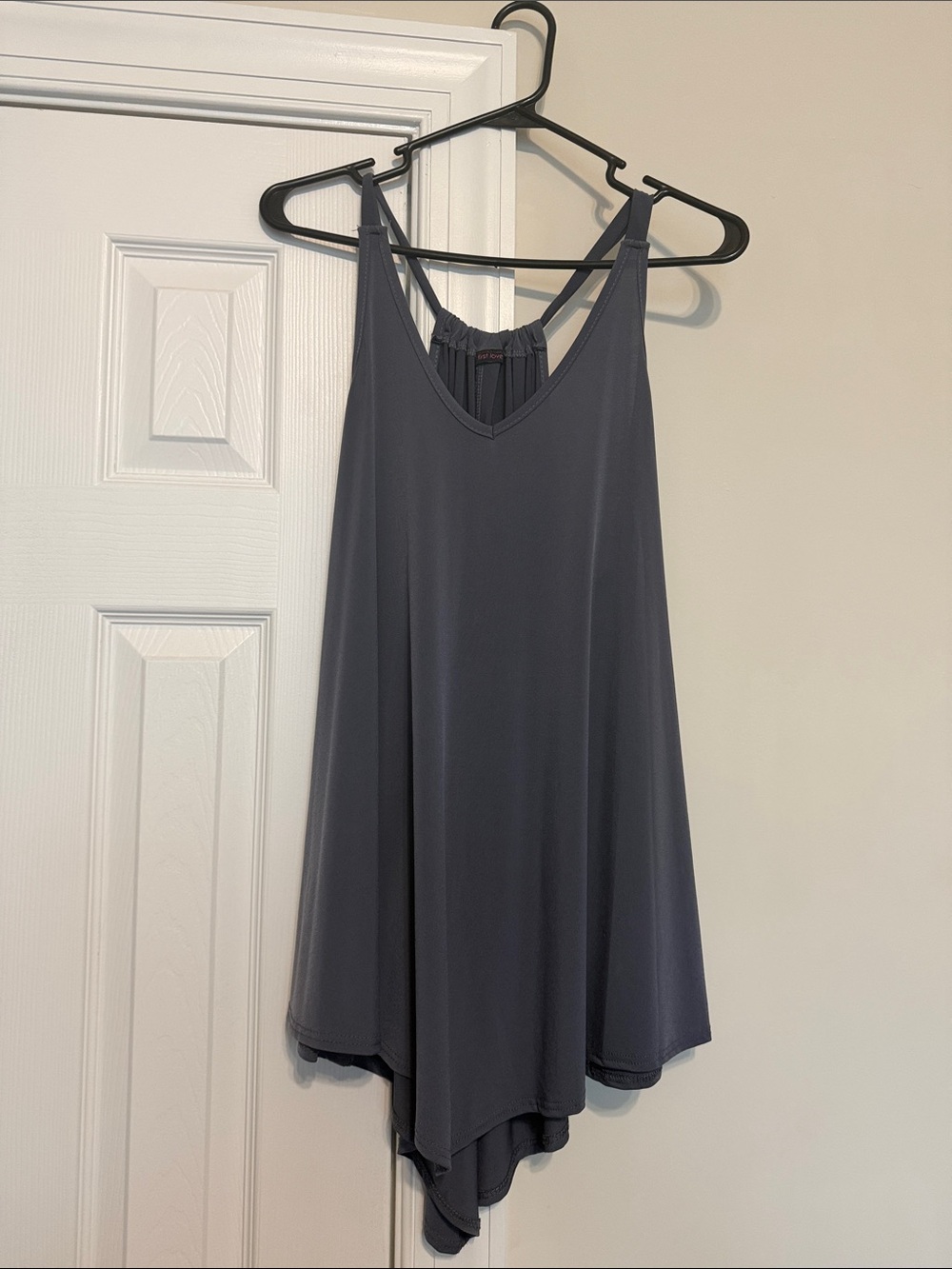 First Love Gray Racerback Handkerchief Hem Tank Top